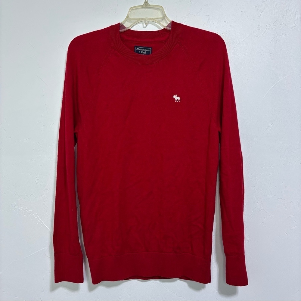 Abercrombie & Fitch Moose Wool Blend Sweater Men Large Red Crew Neck Preppy